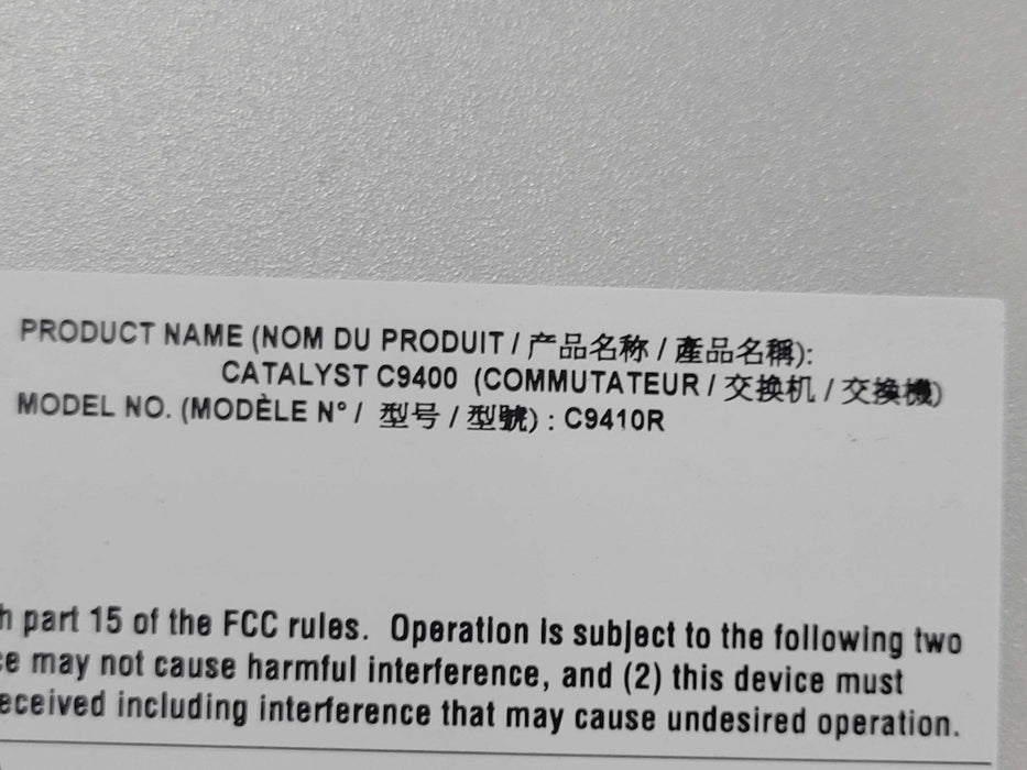 Cisco Catalyst C9410R 1x C9400-SUP-1, 2x C9400-LC-48UX, 2x C9400-LC-48U _