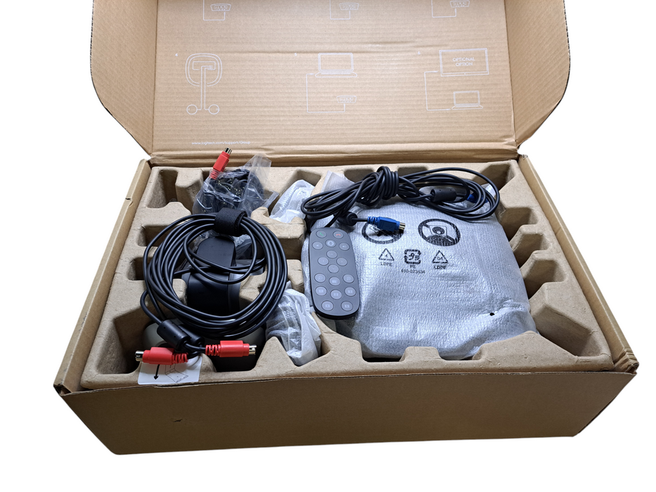 Logitech GROUP + Expansion Microphones VIDEO Conferencing System *READ* )