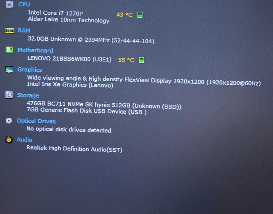 Lenovo ThinkPad T14s Core i7-1270P@2.20GHz 32GB RAM 512GB SSD  Lap200