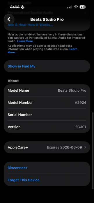 Beats Studio Pro A2924 Noise Cancelling Headphones, Expires on 2026-06-09