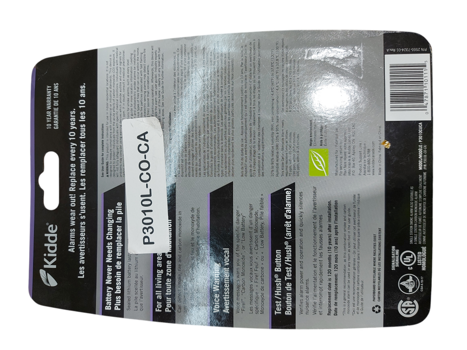 Kidde P3010CUCA Smoke + Carbon Monoxide Alarm + 10 year battery Last