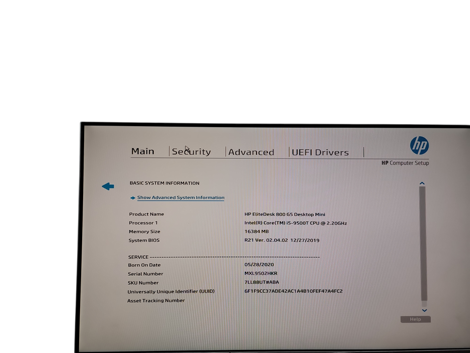 HP EliteDesk 800 G5 Micro i5 - 9500T @ 2.20GHz 16GB DDR4 RAM θ
