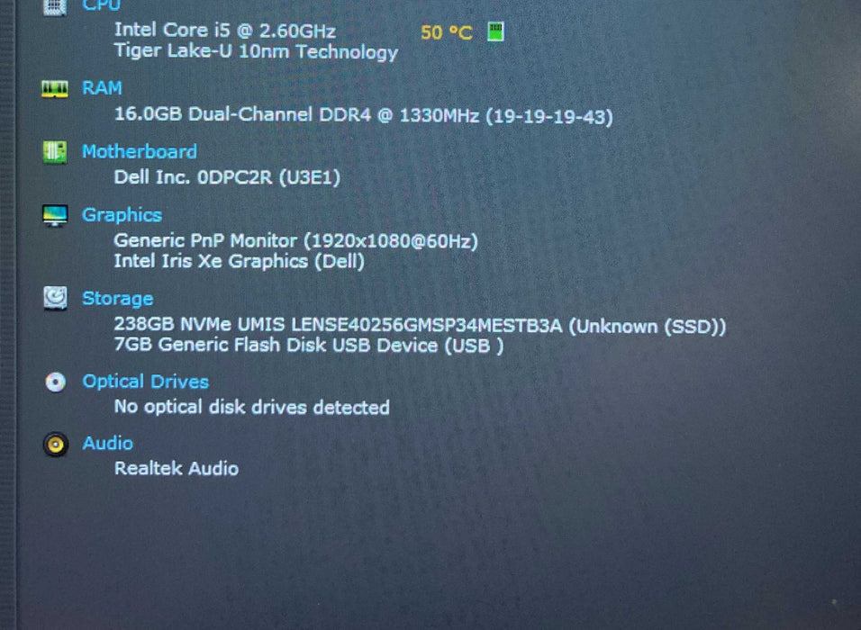 Dell Latitude 5520 Core i5-1145G7@2.6GHz vPRO 16GB RAM 256GB SSD Q Lap200