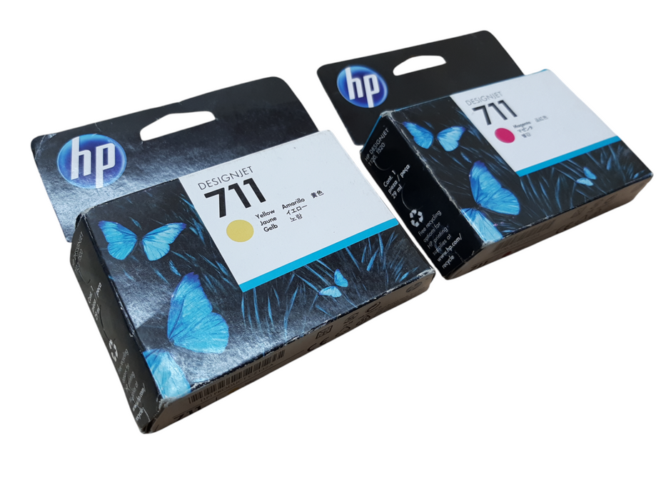 NEW Genuine HP 711 Ink Cartridge Magenta and Yellow (CZ131A and CZ132A)