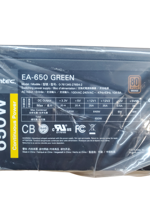 ANTEC Desktop Power Supply 650W | EA-650 GREEN | New Open Box