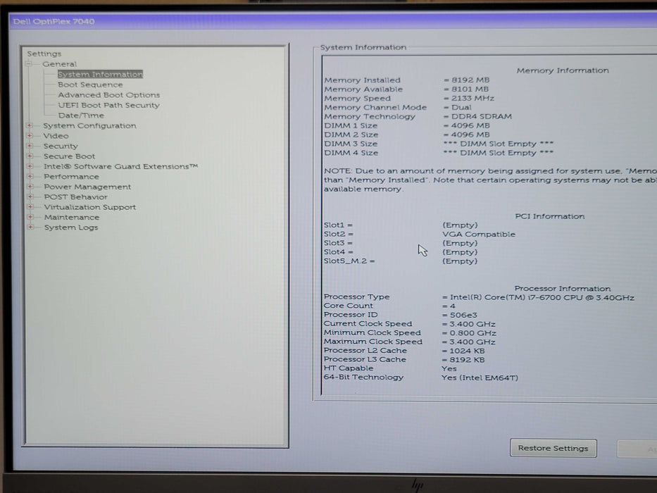 Dell OptiPlex 7040 PC, Core i7-6700 3.40GHz, 8GB DDR4 RAM, 2TB HDD Q_
