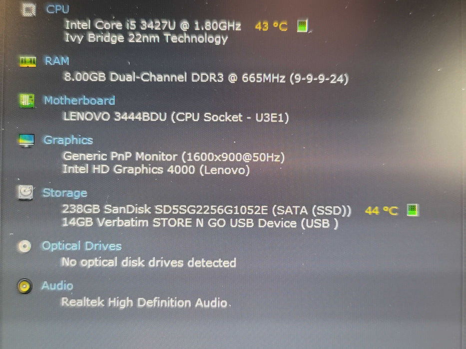 Lenovo ThinkPad X1 Carbon i5-3427U 8GB RAM 256GB SSD  β BudLap