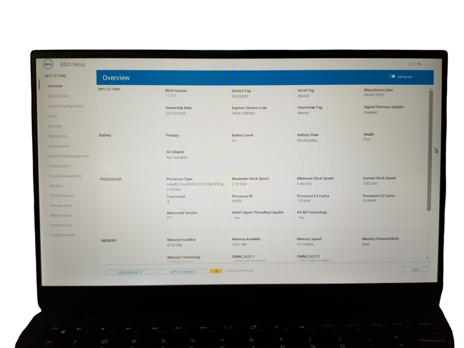 Dell XPS 13 7390 Intel Core i5-10210U @1.6GHz 8GB RAM 256GB SSD  Lap200