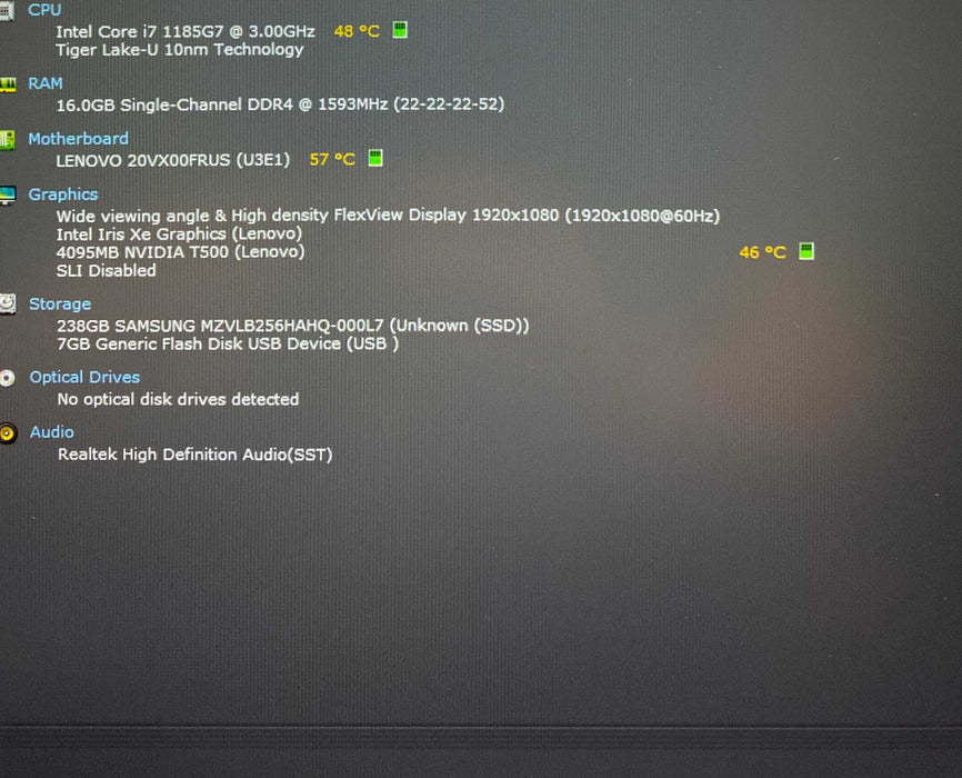 Lenovo ThinkPad P14s Gen 2 i7-1185G7 NVIDIA T500 4GB GPU 16GB RAM 256GB SSD Q Lap200