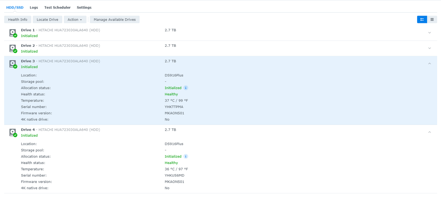 Synology DS916+ DiskStation 4-Bay w/ 4x 3TB HDDs, No PSU