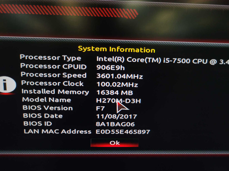 Intel Core i5-7500 Gigabyte GA-H270M-D3H 16GB DDR4 + I/O Plate %