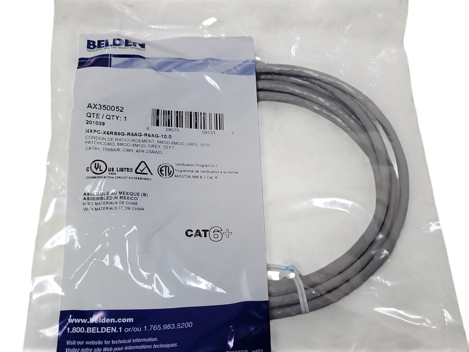 New Belden AX350052 CAT6+ 10ft Patch Cord Q_