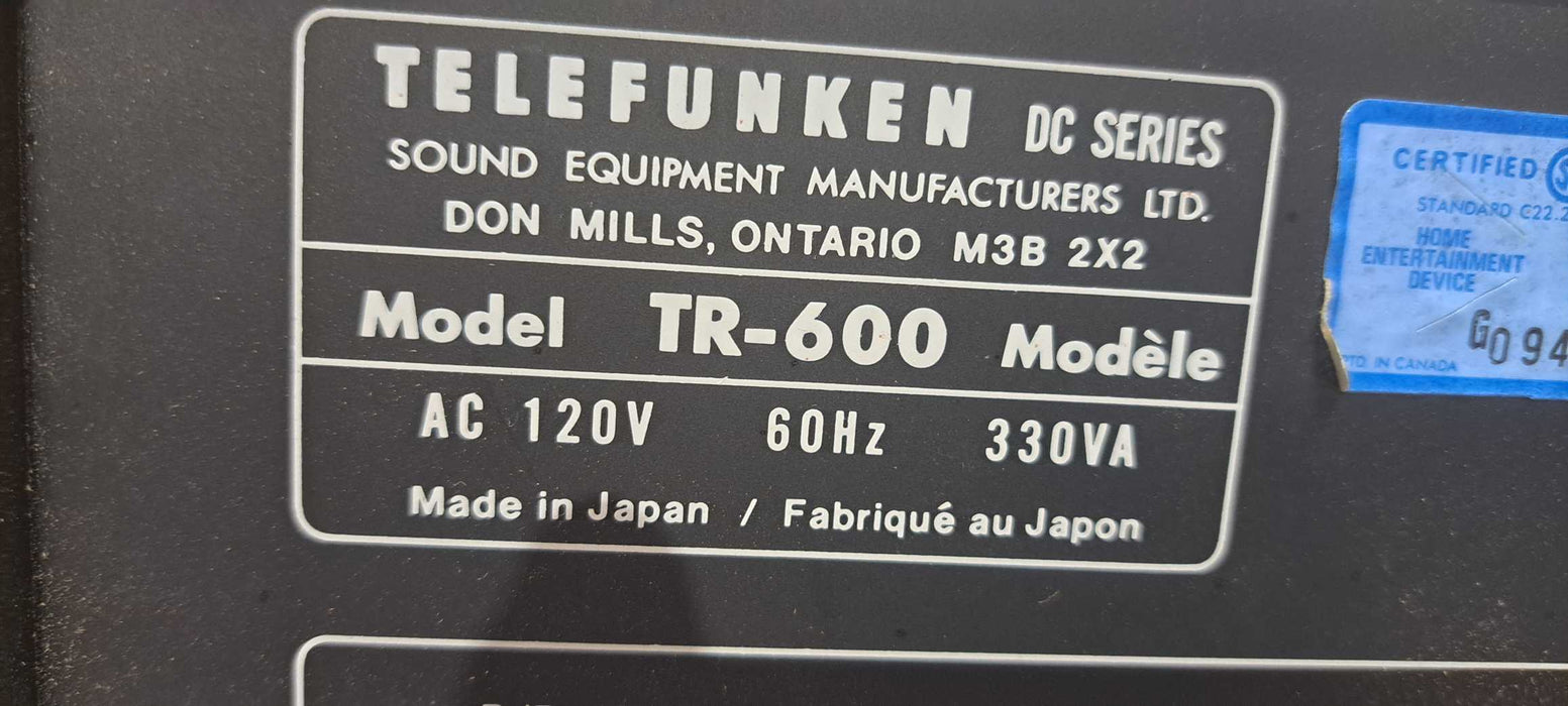 Vintage Telefunken TR-600 DC Series Stereo Receiver| READ