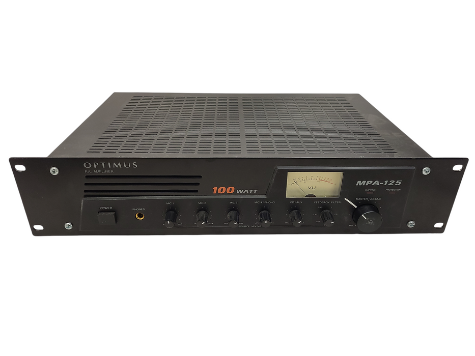 Radio Shack Optimus 100 Watt MPA-125 Public Address Amplifier Rackmount READ $