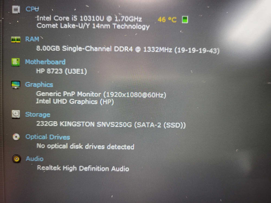 HP EliteBook 840 G7 Core i5-10310U@1.7GHz 8GB RAM 250GB SSD $ Lap200