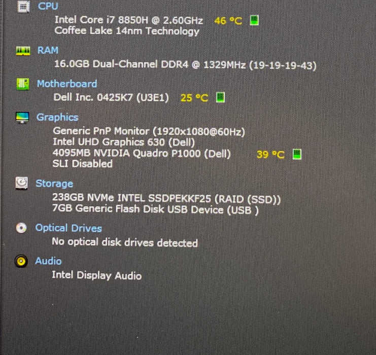 Dell Precision 7530 i7-8850H QUADRO P1000 4GB GPU 16GB RAM 256GB SSD Q Lap200
