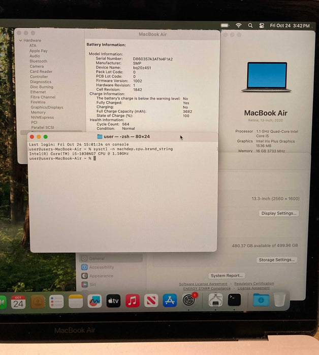 Apple MacBook Air 13"2020 i5-1030NG7 16GB 512SSD FRENCH Keyboard READ