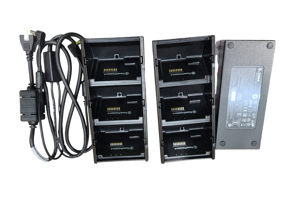 Zebra 2x 3-Slot Battery Charger P1090784 w/ Power Supply Q
