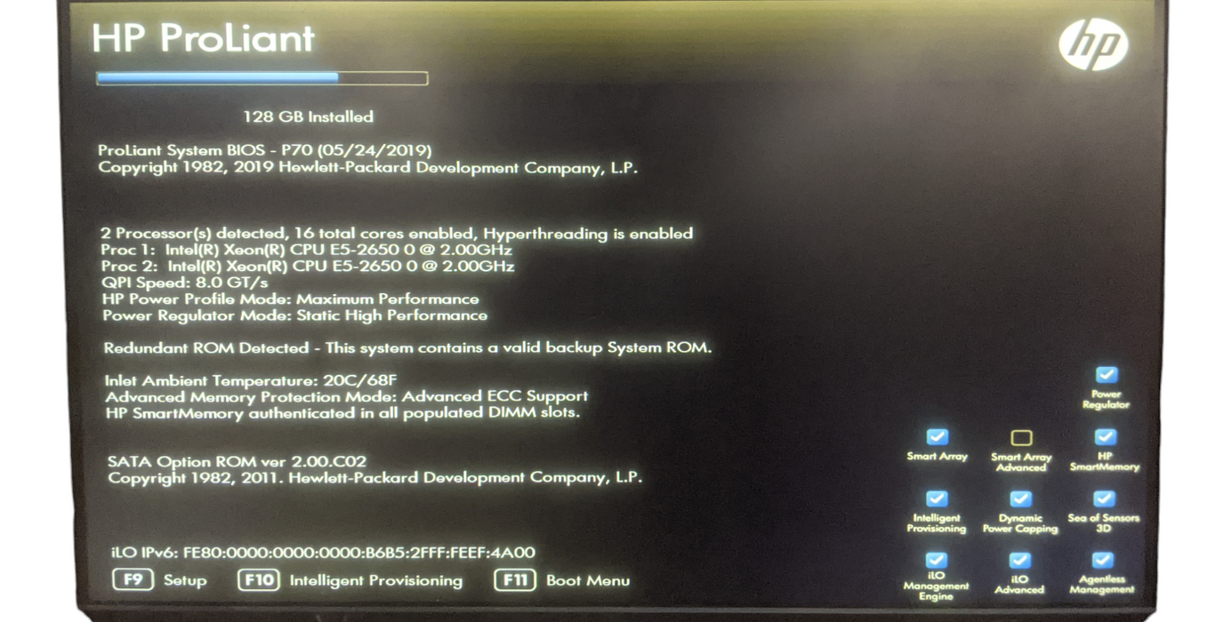 HP ProLiant DL380P Gen8 | 2x Xeon E5-2650 0 | 128GB RAM | No HDD | P420i