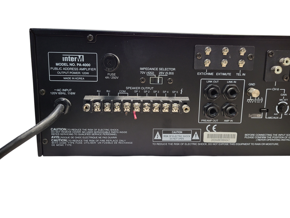 Inter-M PA-4000 Public Address Amplifier $
