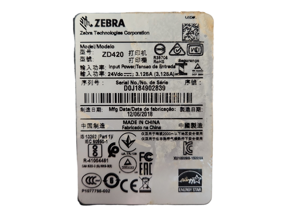 Zebra ZD420 Thermal Transfer Desktop Printer