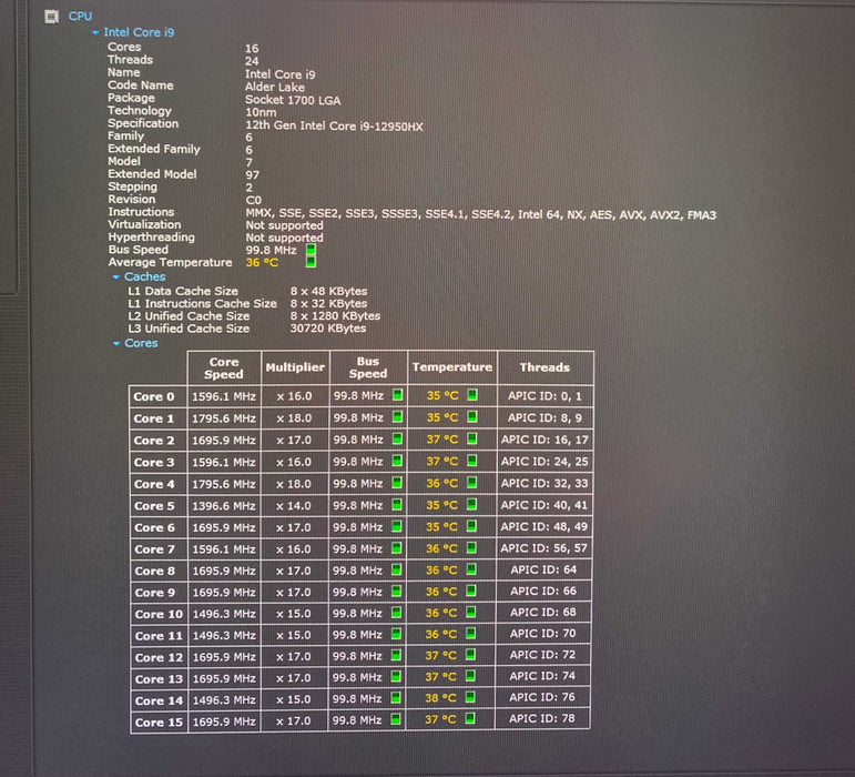 Dell Precision 7670 i9-12950HX RTX A4500 16GB GPU 64GB RAM 512GB SSD READ!  Lap200