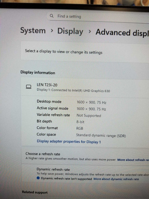 Lenovo ThinkVision T23i-20 23" 1080p 60Hz HDMI DP VGA Monitor w/ Stand