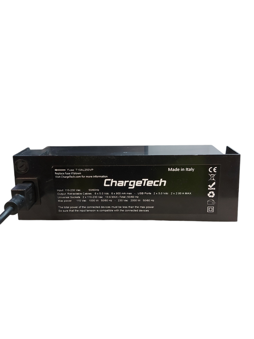 ChargeTech Power Strip Charging Station CS6-BLACK - Read Description