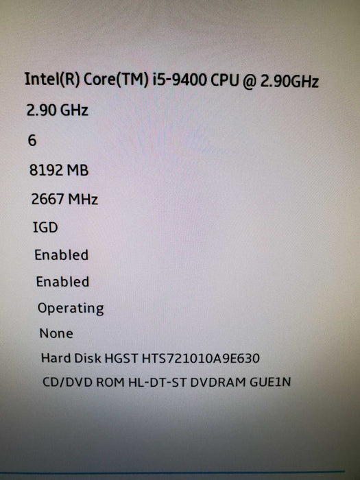 Lenovo ThinkCentre M720e SFF i5 - 9400 @ 2.90GHz 8GB DDR4 1TB HDD