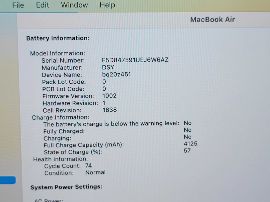 Apple Macbook Air 2018 13" 2-Core i5-8210Y @ 1.6GHz 8GB DDR3 120GB SSD