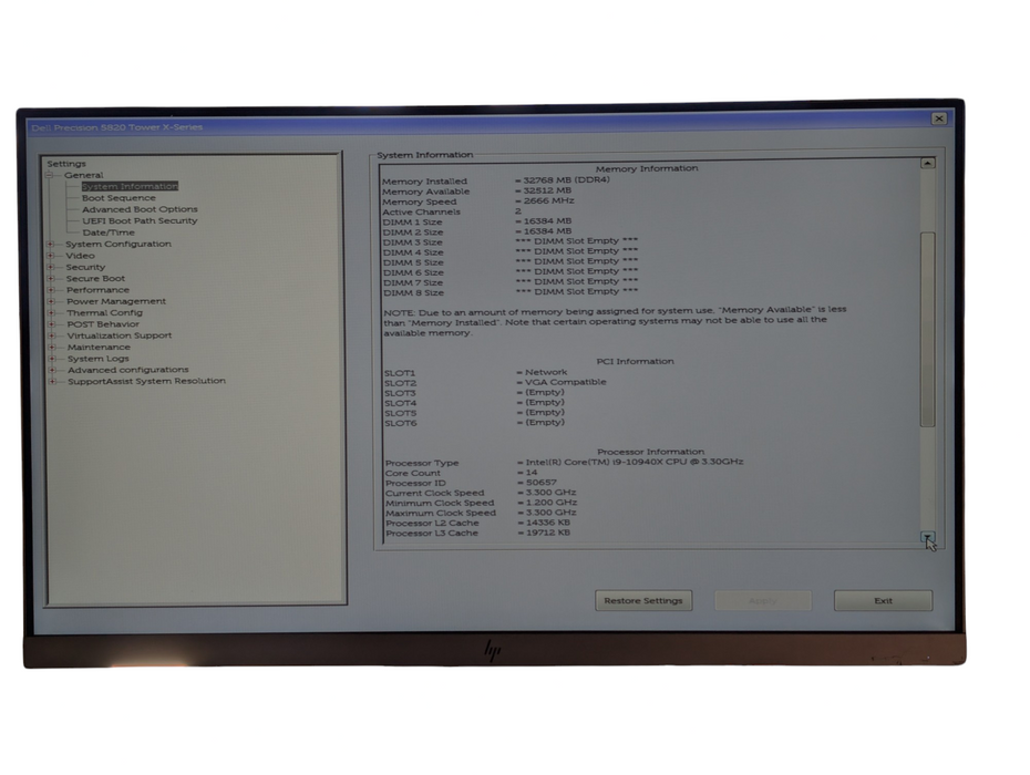 Dell Precision 5820 Intel Core i9-10940X 32GB RAM 512GB NVMe SSD  -