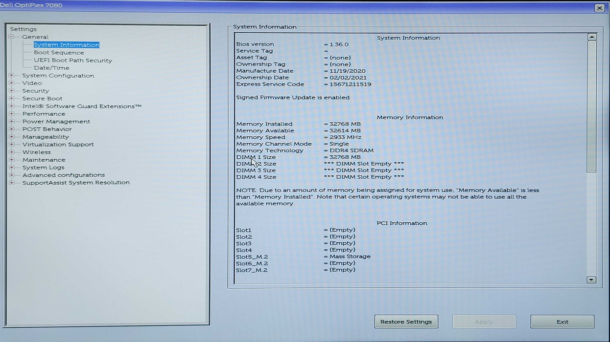 Dell OptiPlex 7080 Tower, i7-10700 2.90GHz, 32GB DDR4, 512GB NVMe