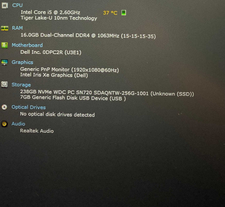 Dell Latitude 5520 Core i5-1145G7@2.60GHz vPRO 16GB RAM 256GB SSD  Lap200
