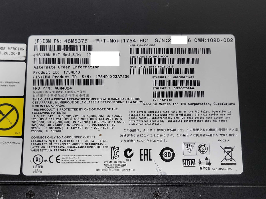 IBM KVM 16 PORT 46M5376 MODEL 1754-HC1, READ _