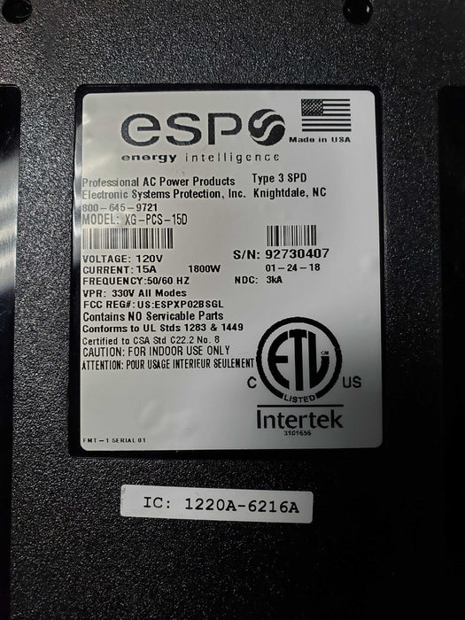 ESP XG-PCS-15D Surge Protective Device Type 3 SPD NEXT GEN+