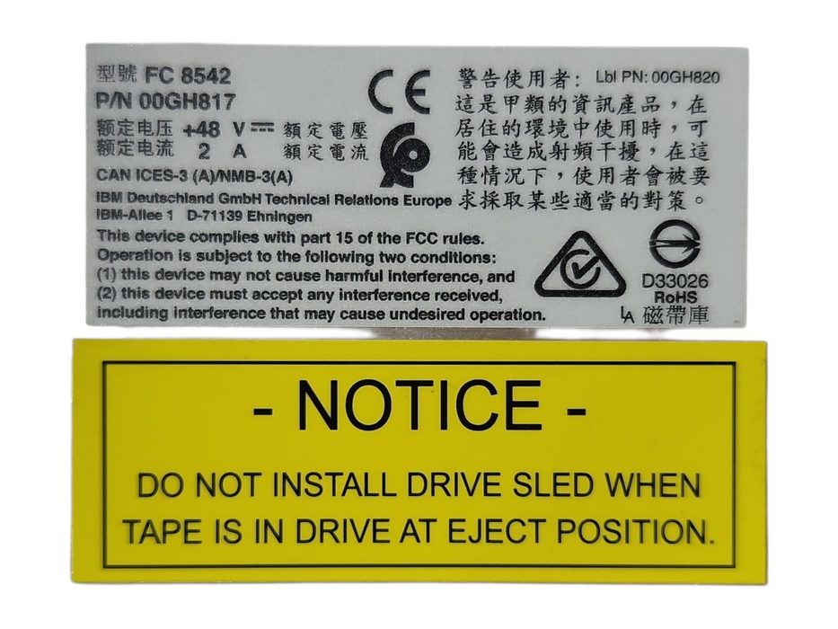 IBM LTO8 Tape Drive DRV ASM 8-01834-01 UDS3 Dual FC Fibre Channel, 00GH847