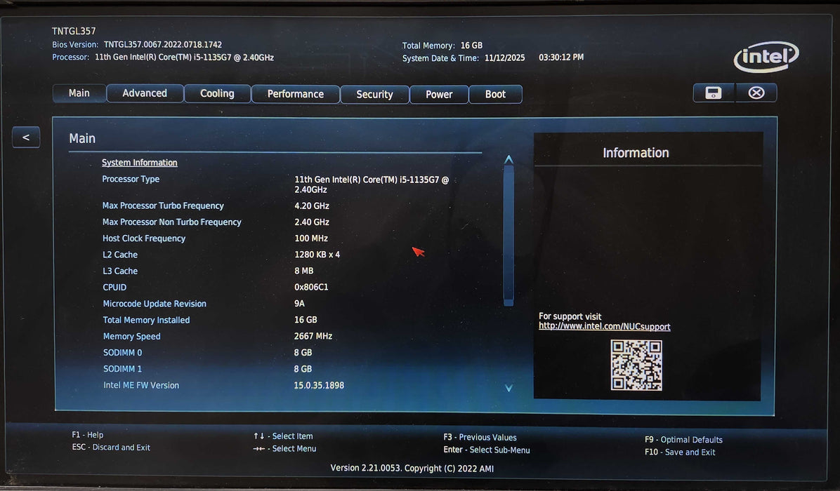 Intel NUC11TNK Mini PC, i5-1135G7 16GB DDR4, 256GB NVMe, No AC Adapter