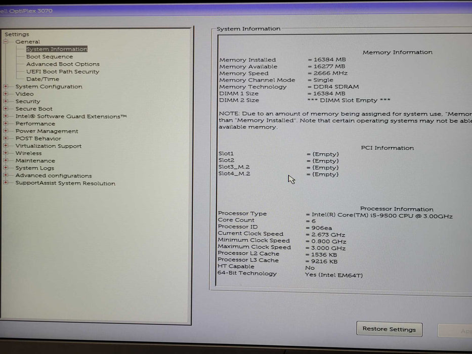 Dell OptiPlex 3070 SFF, Core i5-9500 3.00GHz, 16GB DDR4, 256GB SSD Q_