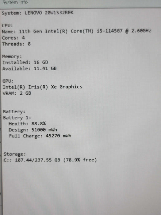 Lenovo ThinkPad T14 Gen 2 i5-1145G7 16GB RAM 256GB NVMe β Lap200