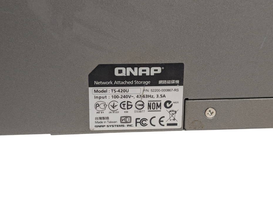 QNAP TS-420U 4 bay NAS with 2x 4TB HDDs installed  -