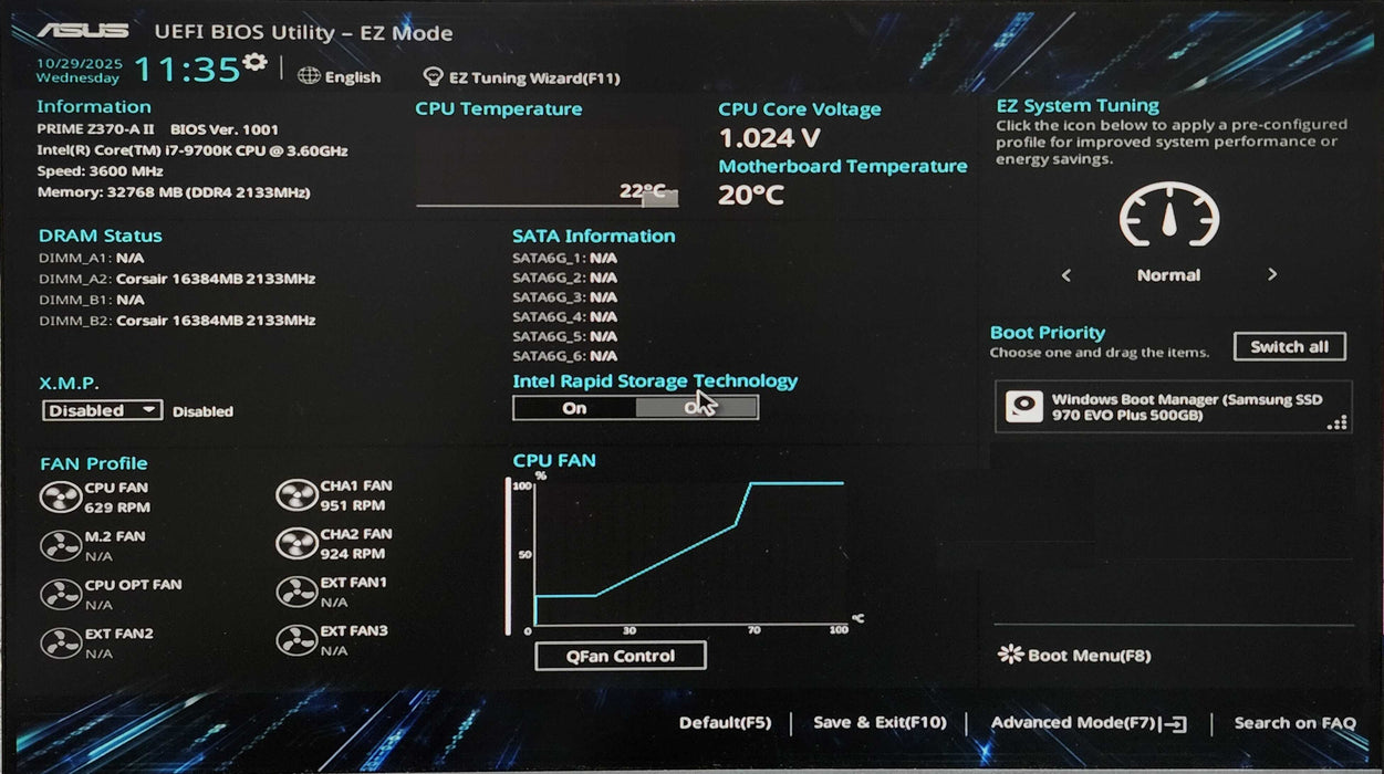 Custom PC, Asus Prime Z370-A II, i7-9700K, 32GB DDR4, 500GB NVMe
