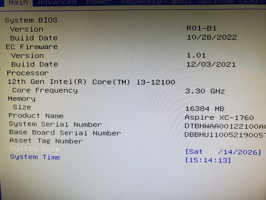 Acer Aspire XC-1760 i3-12100 3.30GHz 16GB RAM 256GB NVME DVD NO OS
