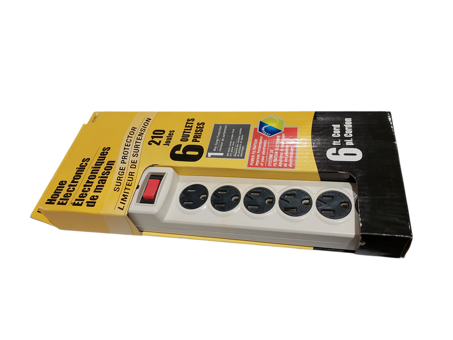 Woods Home Electronics 6Ft Power Surge Bar Protector 6 Outlets  =