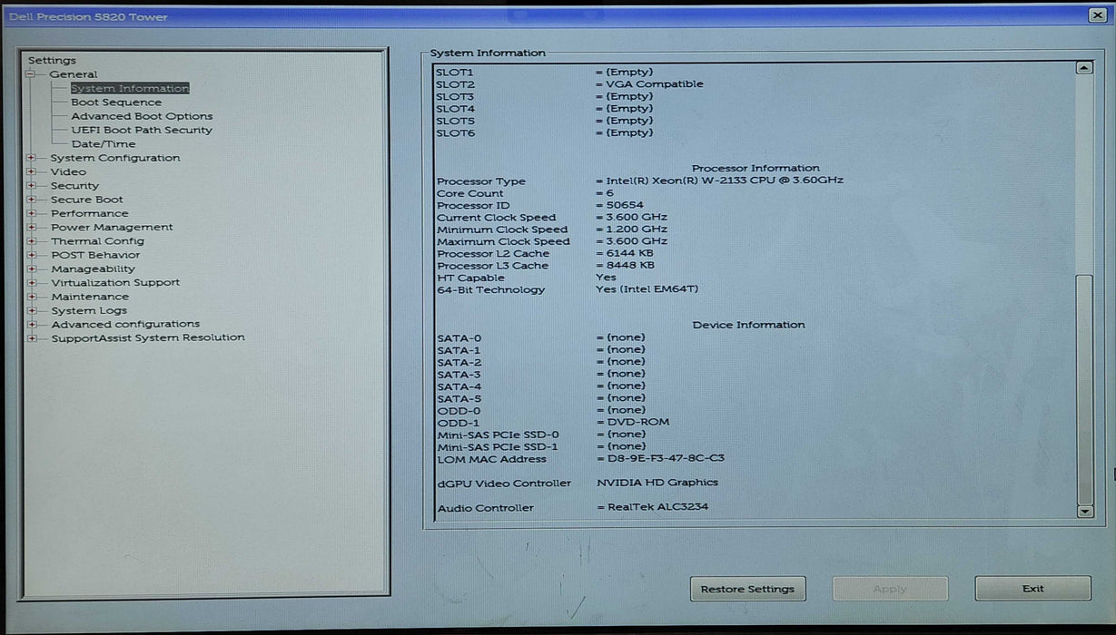 Dell Precision T5820 Xeon W-2133 3.60GHz 6C, 16GB DDR4, P400, 425W PSU