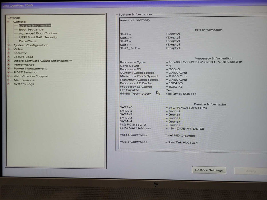 Dell OptiPlex 7040 PC, Core i7-6700 3.40GHz, 8GB DDR4 RAM, 1TB HDD _