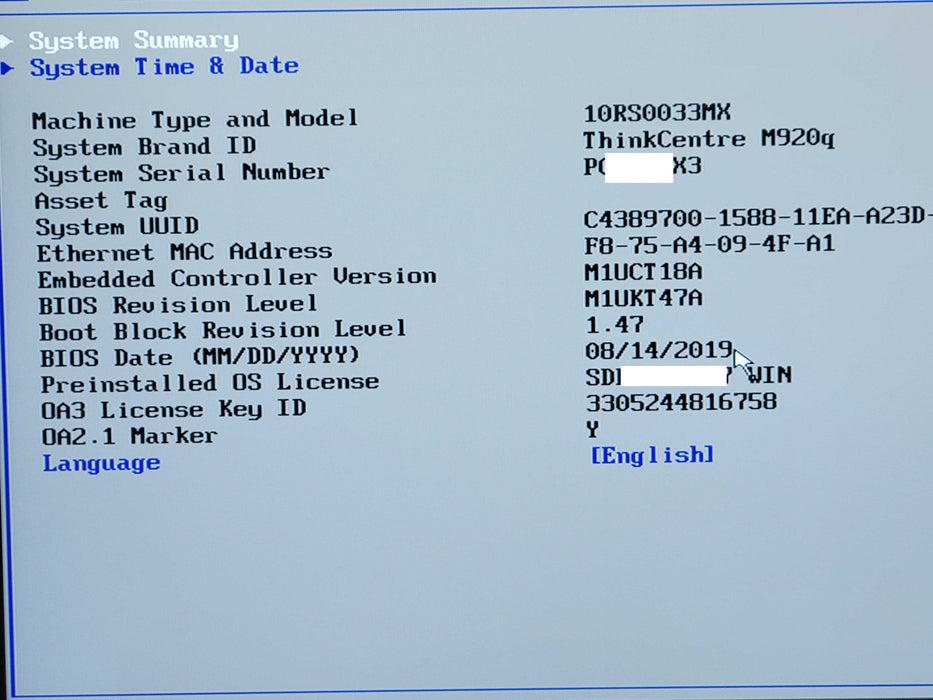 Lenovo ThinkCentre M920q USFF Intel i5-8500T CPU 2.10GHz 8GB RAM 256GB SSD _