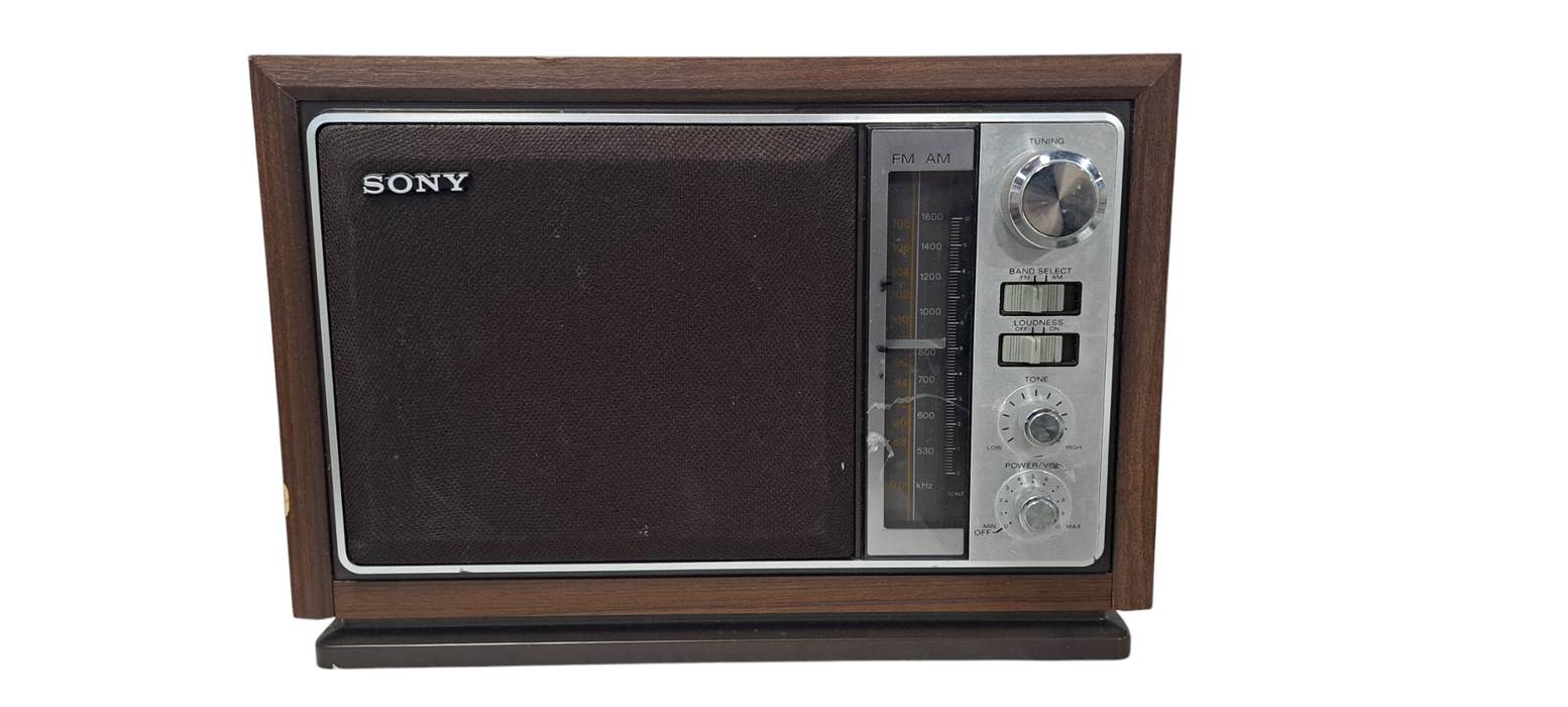 Vintage Sony ICF-9740W 2-Band AM/FM Radio Simulated Wood Cabinet | READ