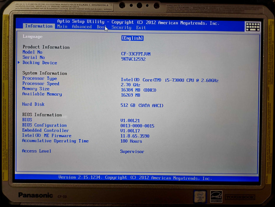 Panasonic Toughbook CF-33 Touch i5-7300U, 16GB DDR3, 512GB SSD, 180Hrs, SEE  Lap200