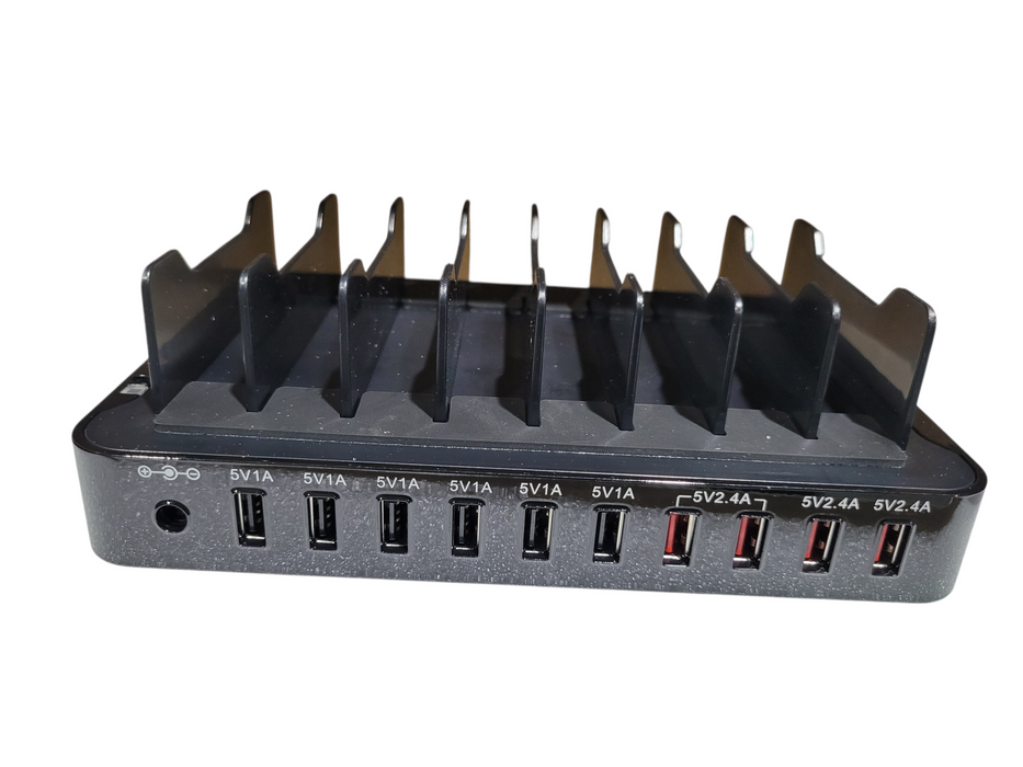 USB Charging Station 10-Port Smart IQ 5V 13.2A 66W Multi Device