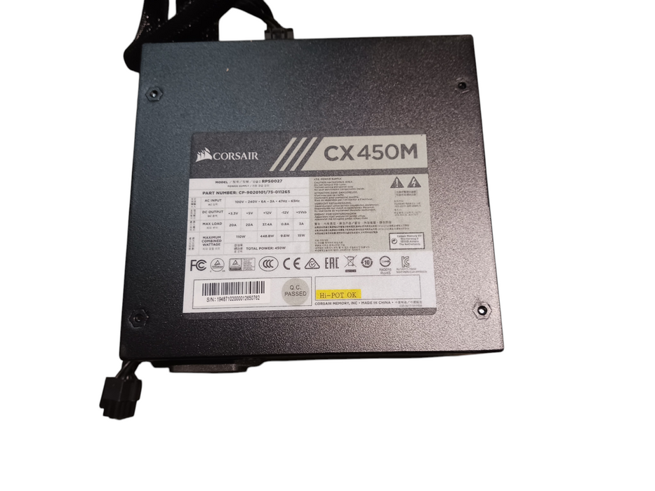Corsair CX450M 450W ATX 80 PLUS Bronze w/o cables Modular Power Supply